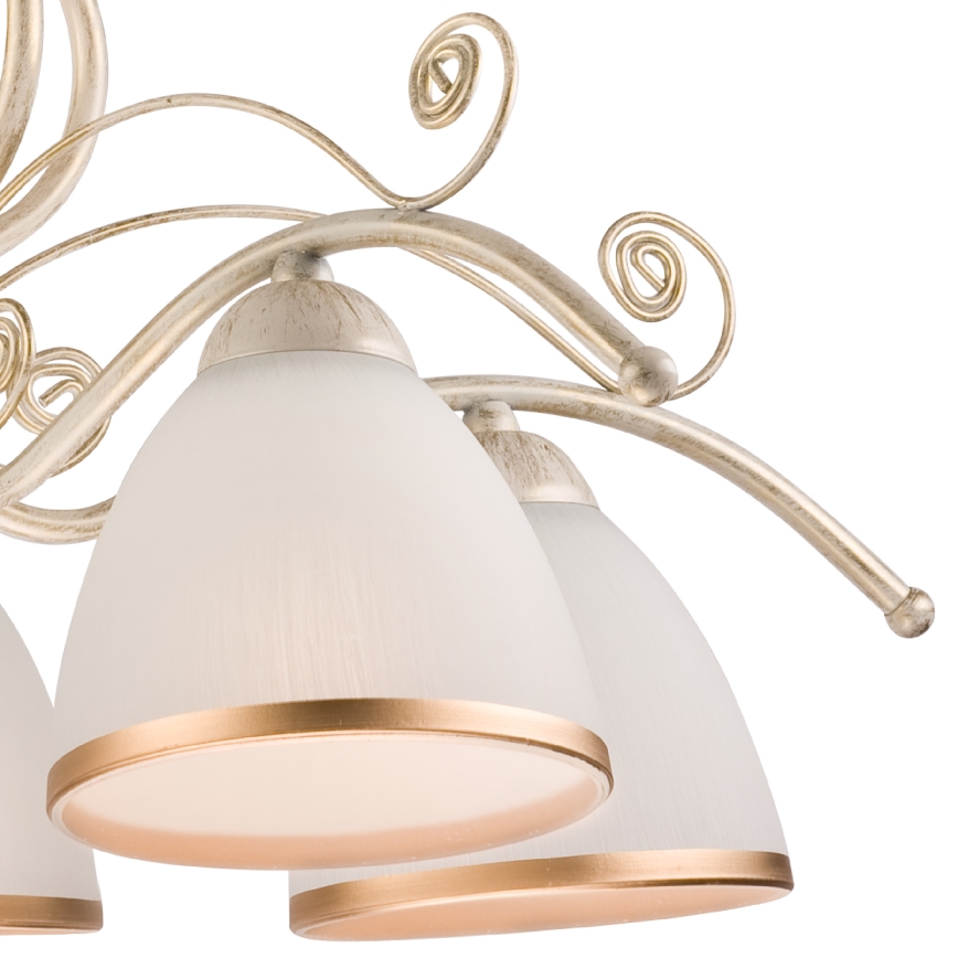 Lámpara colgante con cadena RETRO II 5xE27/60W/230V, acabado en pátina blanca