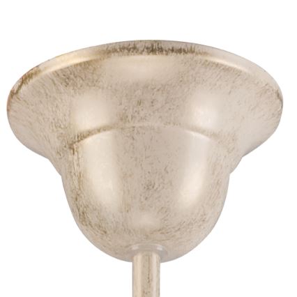 Lámpara colgante con cadena RETRO II 5xE27/60W/230V, acabado en pátina blanca