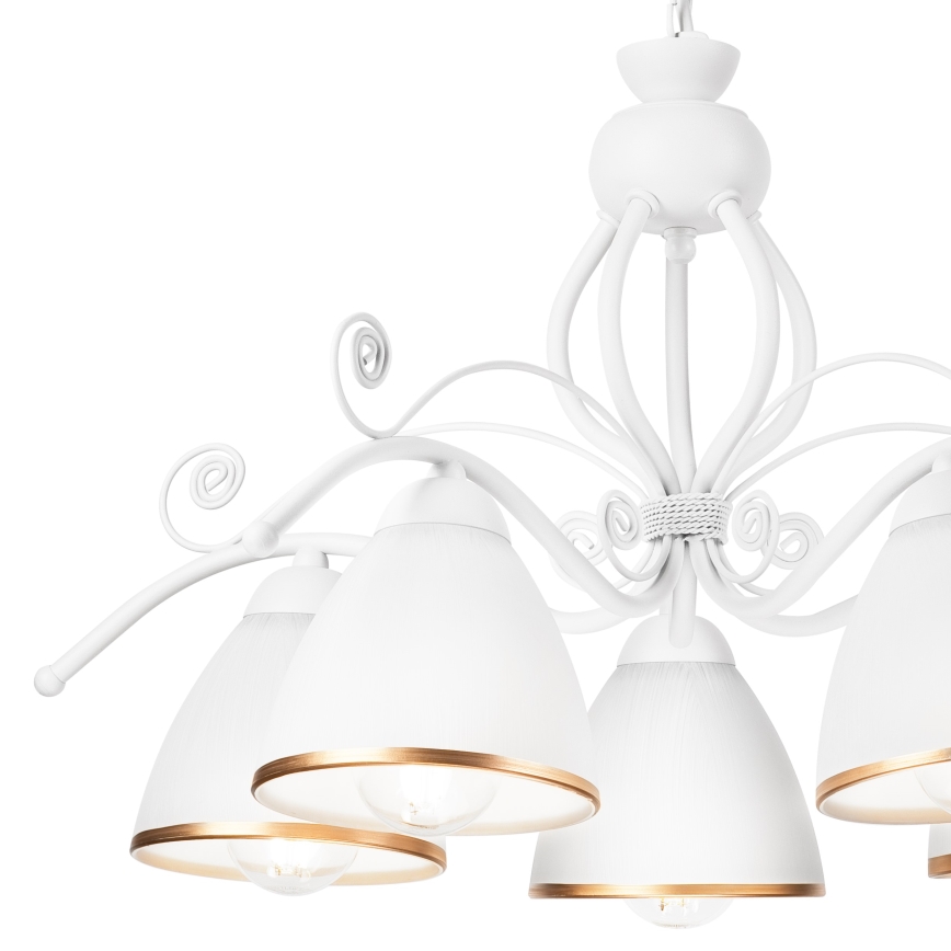 Lámpara colgante con cadena RETRO II 5xE27/60W/230V blanca