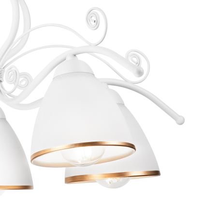 Lámpara colgante con cadena RETRO II 5xE27/60W/230V blanca