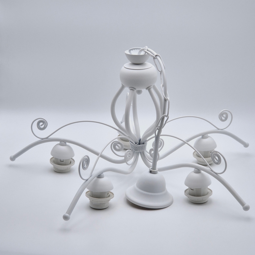 Lámpara colgante con cadena RETRO II 5xE27/60W/230V blanca