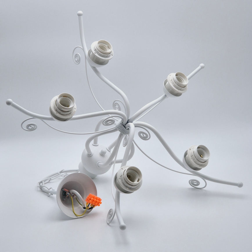 Lámpara colgante con cadena RETRO II 5xE27/60W/230V blanca