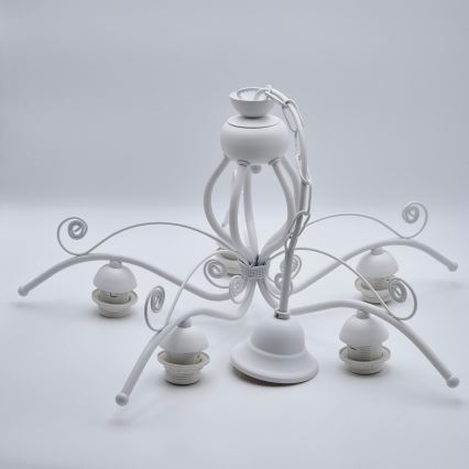 Lámpara colgante con cadena RETRO II 5xE27/60W/230V blanco