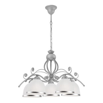 Lámpara colgante con cadena RETRO II 5xE27/60W/230V plateada