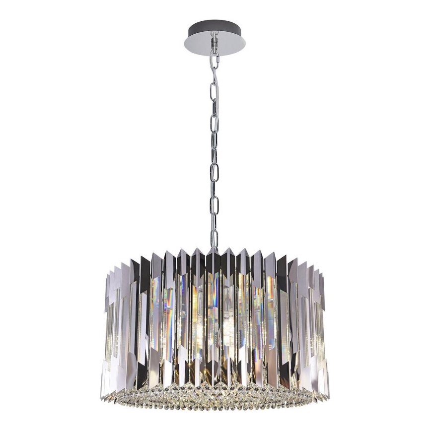 Lámpara colgante con cadena RITZ 12xE14/40W/230V diá. 54 cm cromo brillante