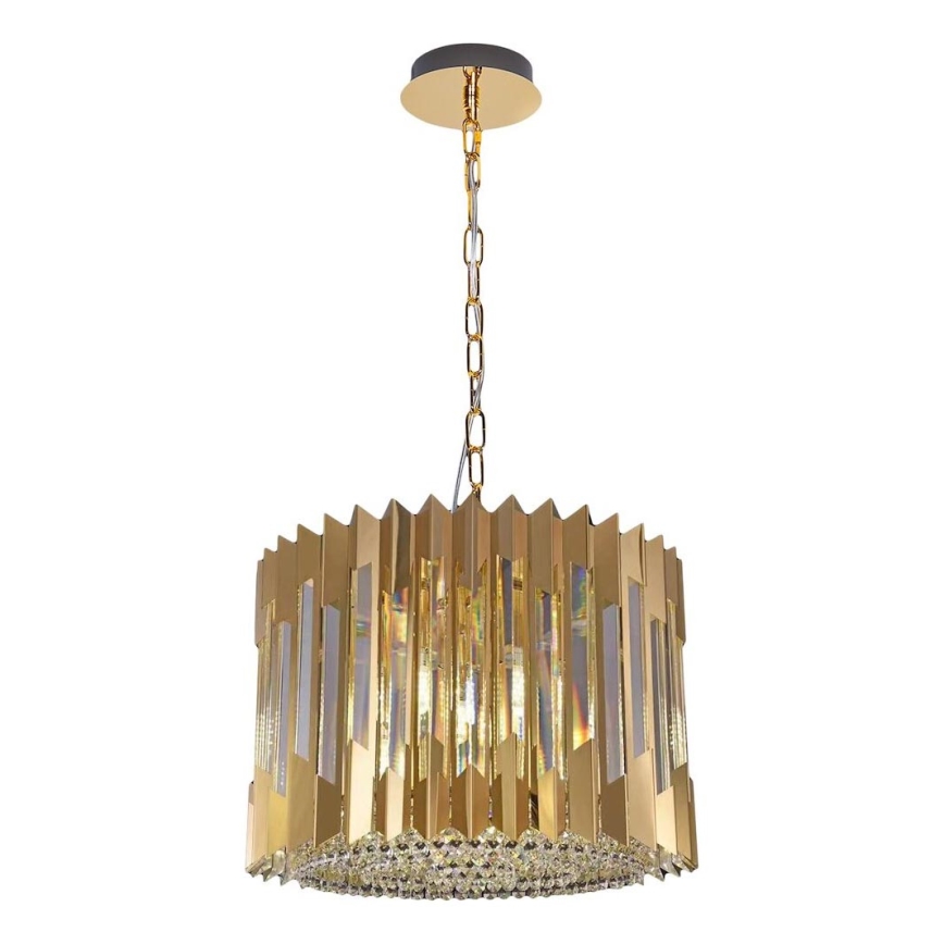 Lámpara colgante con cadena RITZ 7xE14/40W/230V diá. 42 cm dorado