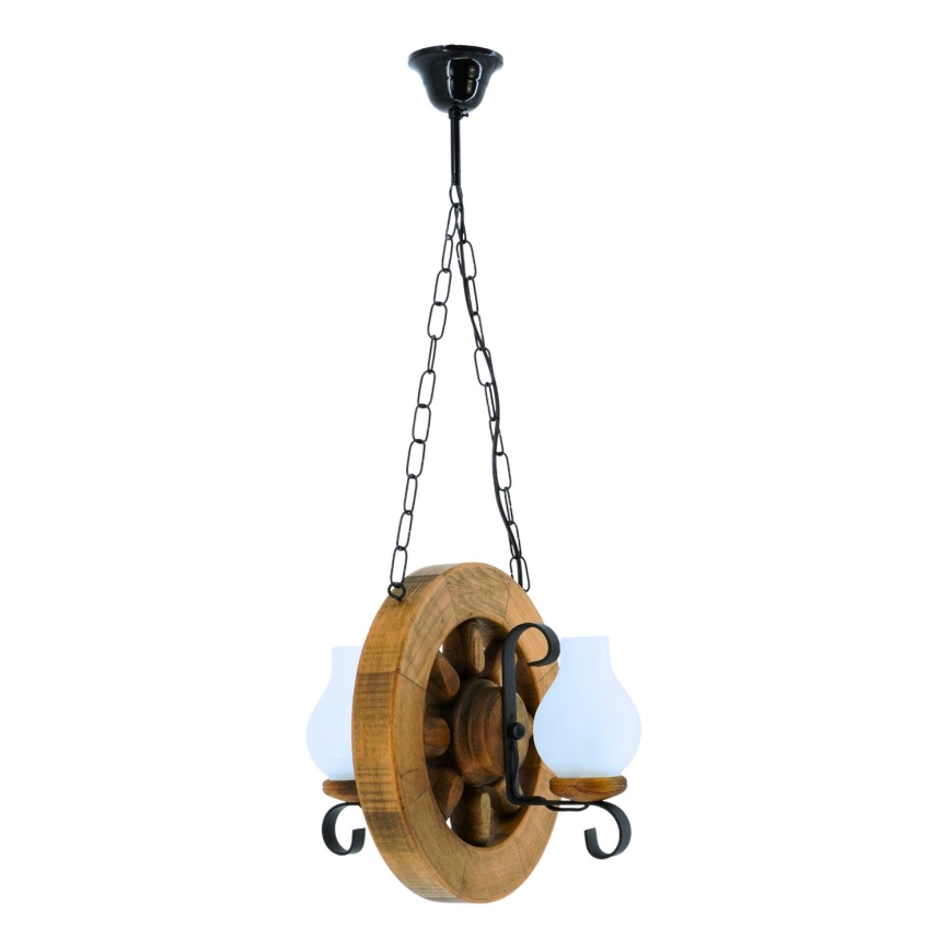 Lámpara colgante con cadena ROATA 2xE14/40W/230V haya