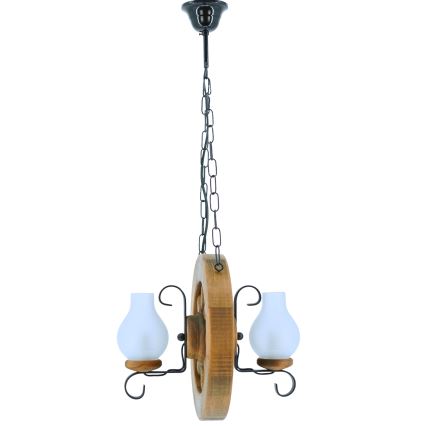 Lámpara colgante con cadena ROATA 2xE14/40W/230V haya