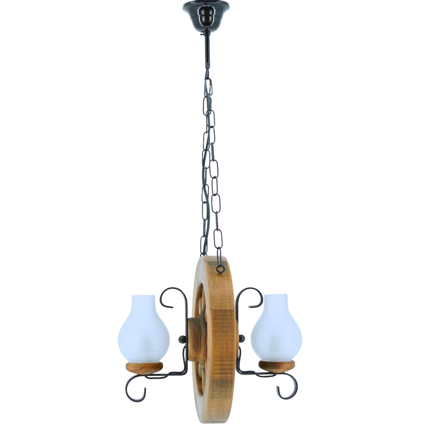 Lámpara colgante con cadena ROATA 2xE14/40W/230V haya
