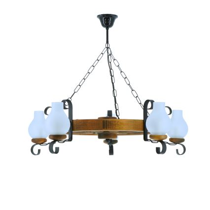 Lámpara colgante con cadena ROATA 5xE14/40W/230V diá. 70 cm haya