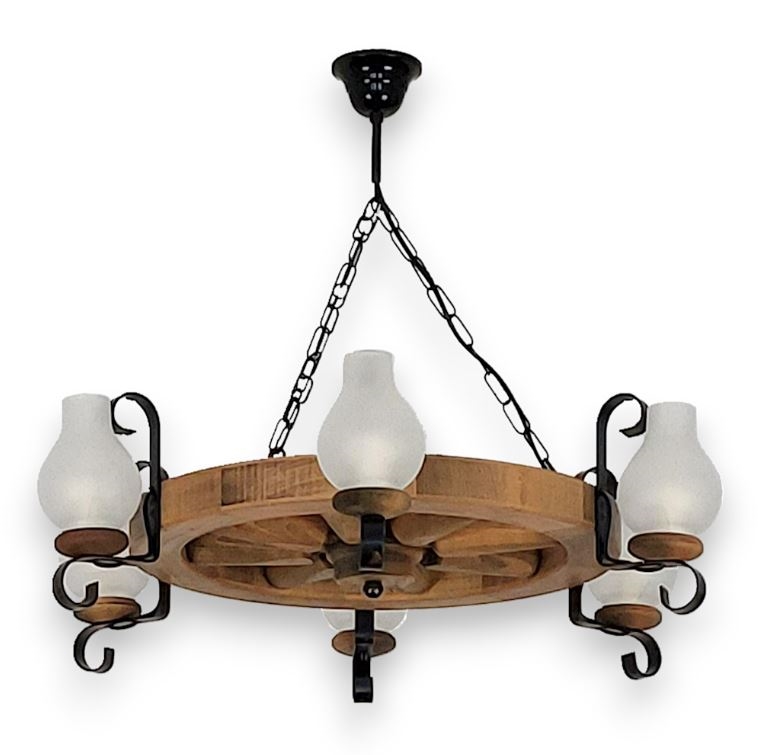 Lámpara colgante con cadena ROATA 6xE14/40W/230V diá. 70 cm haya