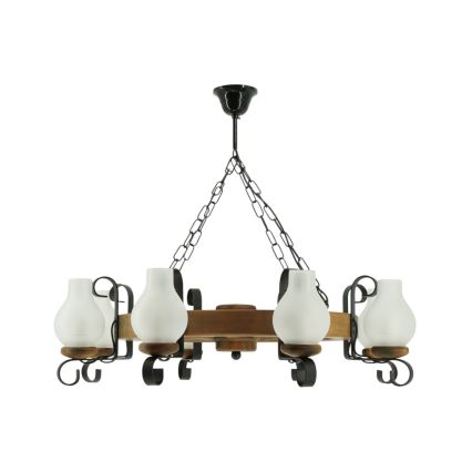 Lámpara colgante con cadena ROATA 8xE14/40W/230V diá. 70 cm haya