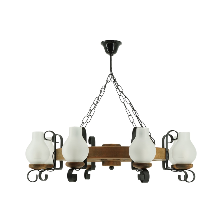 Lámpara colgante con cadena ROATA 8xE14/40W/230V diá. 70 cm haya