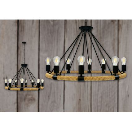 Lámpara colgante con cadena ROPE ARTHUR 8xE27/20W/230V