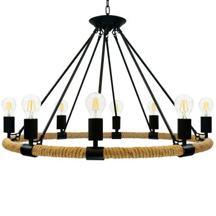 Lámpara colgante con cadena ROPE ARTHUR 8xE27/20W/230V