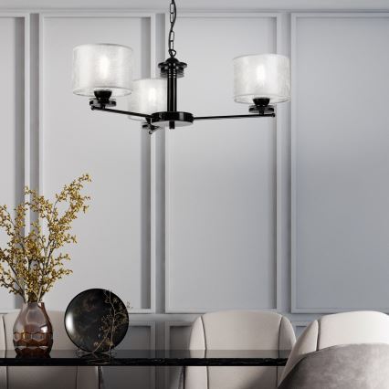 Lámpara colgante con cadena ROSA 3xE27/60W/230V negra/gris