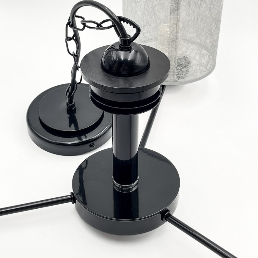 Lámpara colgante con cadena ROSA 3xE27/60W/230V negra/gris