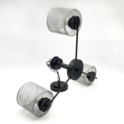 Lámpara colgante con cadena ROSA 3xE27/60W/230V negra/gris