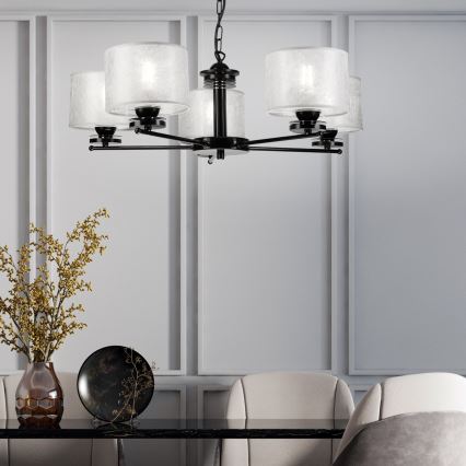 Lámpara colgante con cadena ROSA 5xE27/60W/230V negro/gris