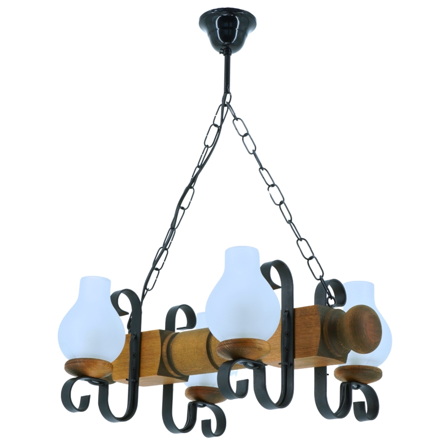 Lámpara colgante con cadena RUSTIC 4xE14/40W/230V haya
