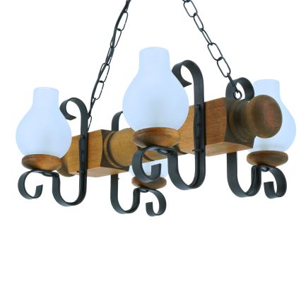 Lámpara colgante con cadena RUSTIC 4xE14/40W/230V haya