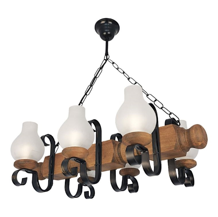 Lámpara colgante con cadena RUSTIC 6xE14/40W/230V haya