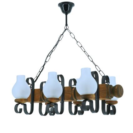 Lámpara colgante con cadena RUSTIC 6xE14/40W/230V haya