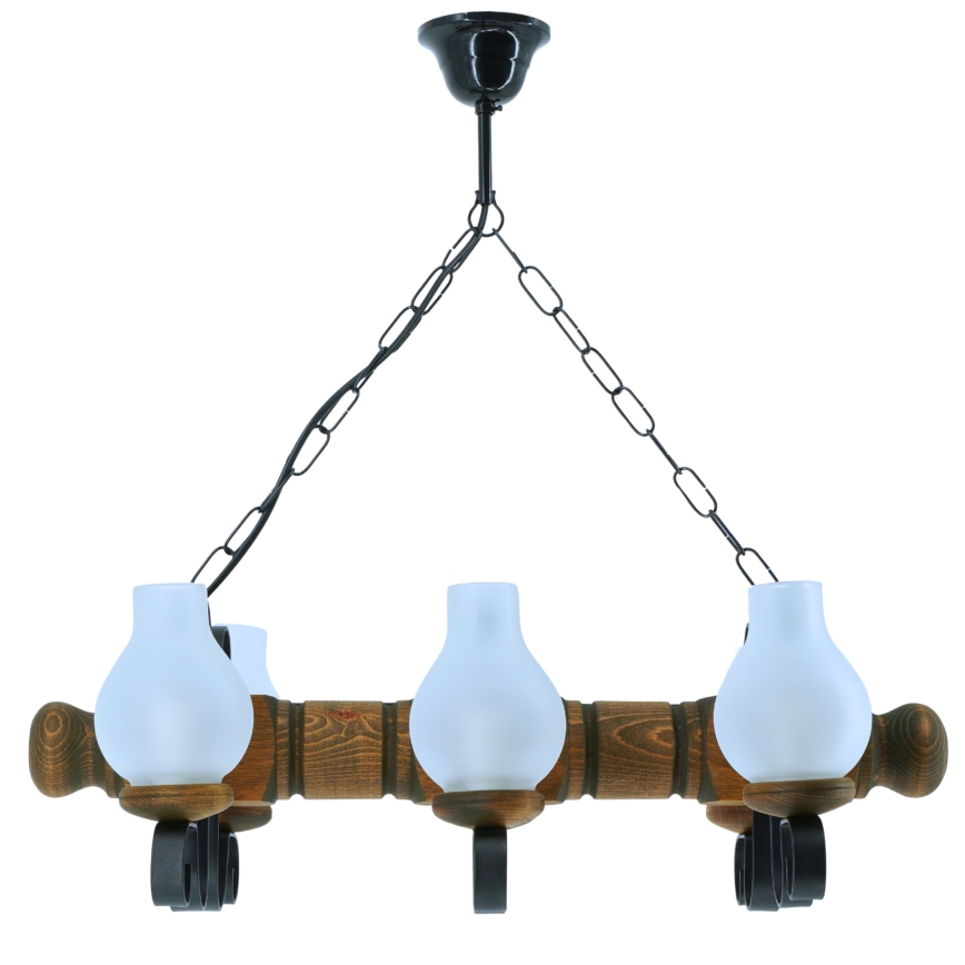 Lámpara colgante con cadena RUSTIC 6xE14/40W/230V haya