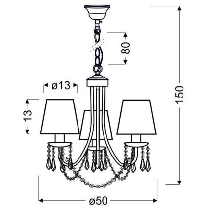 Lámpara colgante con cadena RUTI 3xE14/40W/230V