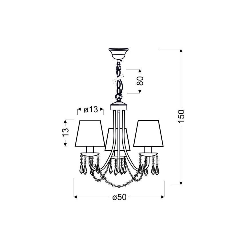 Lámpara colgante con cadena RUTI 3xE14/40W/230V