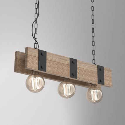 Lámpara colgante con cadena SODER 3xE27/60W/230V