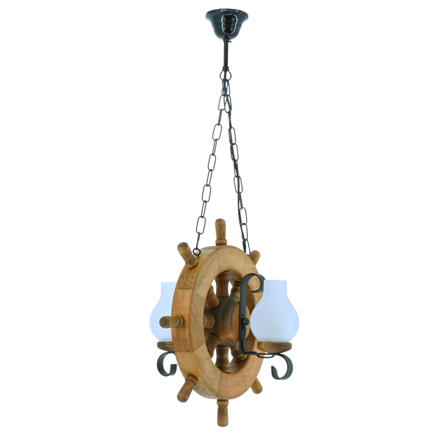 Lámpara colgante con cadena TIMONA 2xE14/40W/230V haya