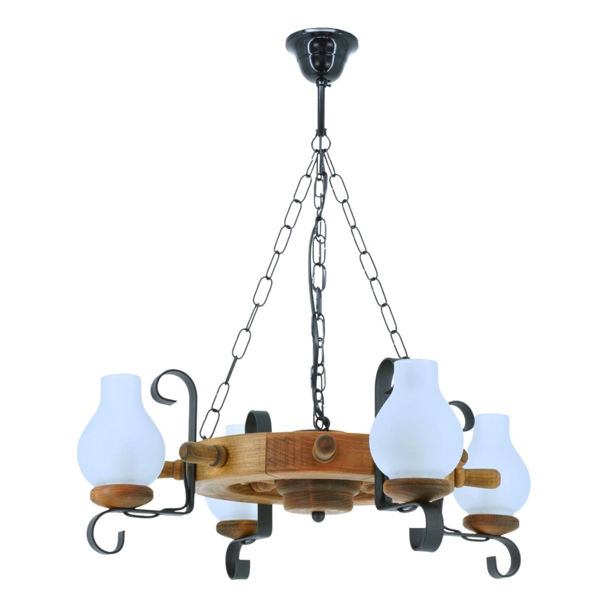 Lámpara colgante con cadena TIMONA 4xE14/40W/230V haya