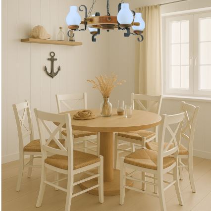 Lámpara colgante con cadena TIMONA 4xE14/40W/230V haya