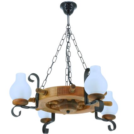 Lámpara colgante con cadena TIMONA 4xE14/40W/230V haya
