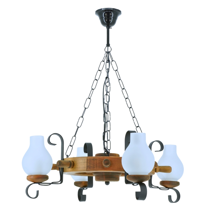 Lámpara colgante con cadena TIMONA 4xE14/40W/230V haya