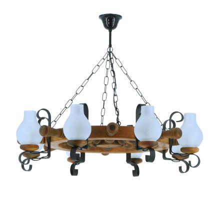 Lámpara colgante con cadena TIMONA 8xE14/40W/230V haya