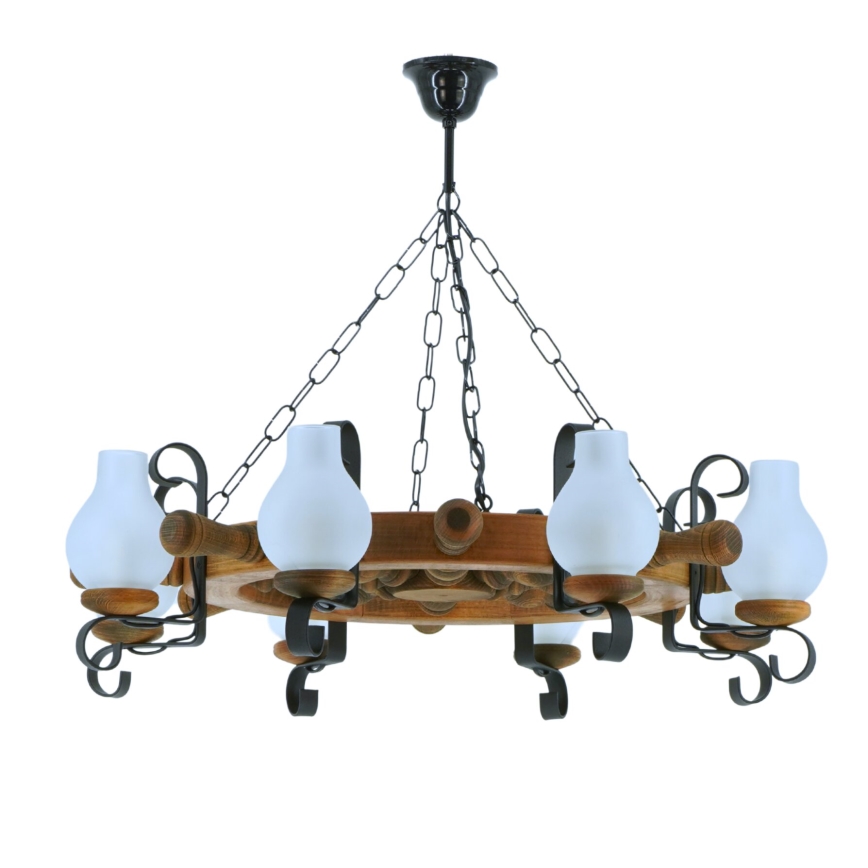 Lámpara colgante con cadena TIMONA 8xE14/40W/230V haya