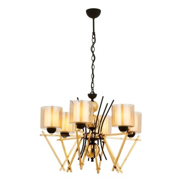Lámpara colgante con cadena VARANA, 6xE27/40W/230V, negra/dorada