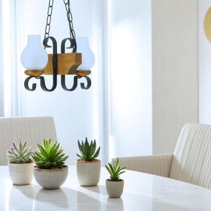 Lámpara colgante con cadena VELA 2xE14/40W/230V haya