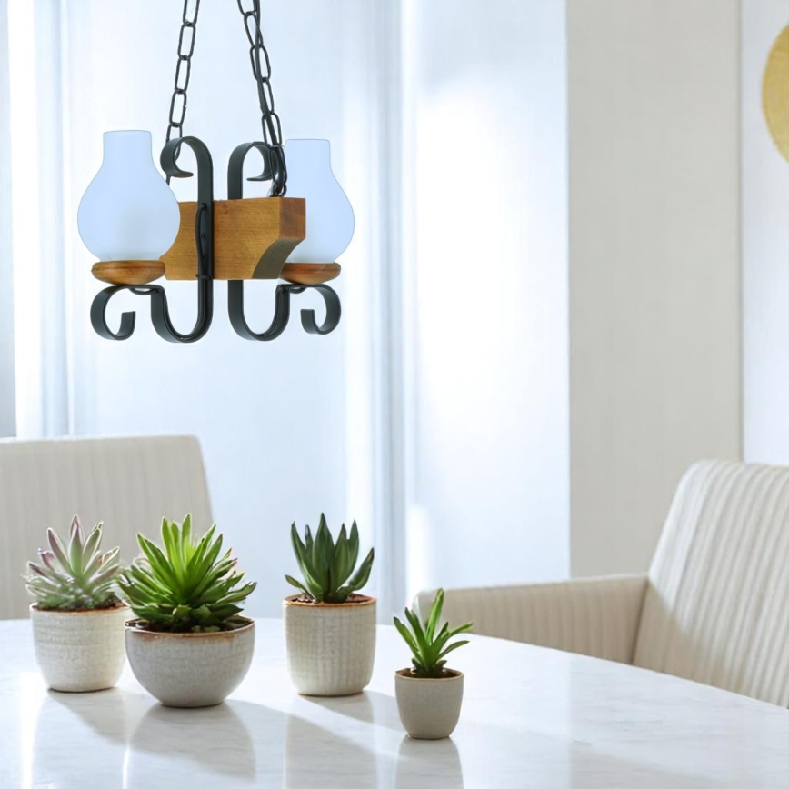 Lámpara colgante con cadena VELA 2xE14/40W/230V haya