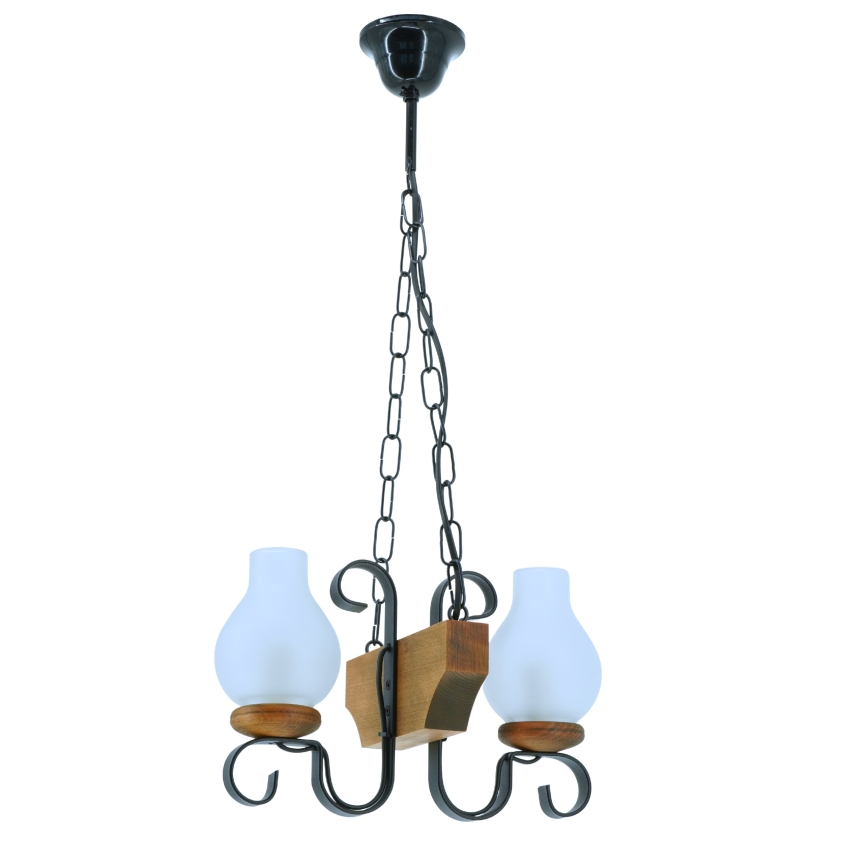 Lámpara colgante con cadena VELA 2xE14/40W/230V haya