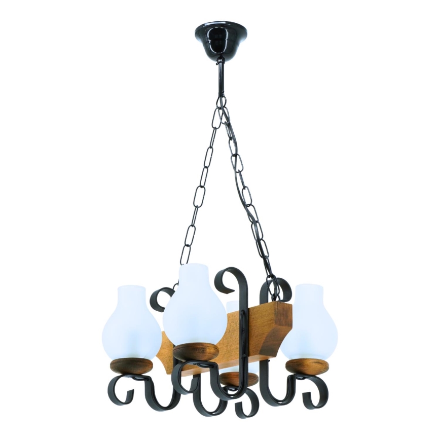 Lámpara colgante con cadena VELA 4xE14/40W/230V haya