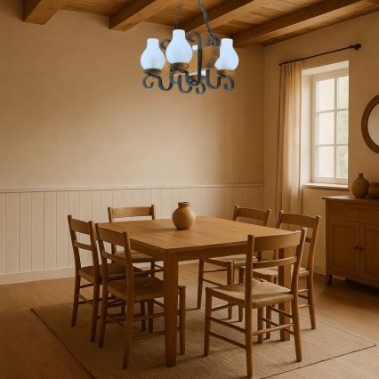 Lámpara colgante con cadena VELA 4xE14/40W/230V haya