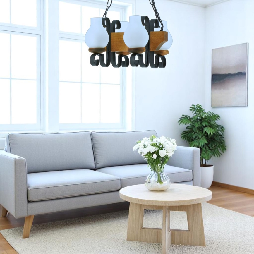 Lámpara colgante con cadena VELA 4xE14/40W/230V haya
