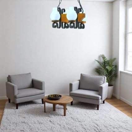 Lámpara colgante con cadena VELA 4xE14/40W/230V haya