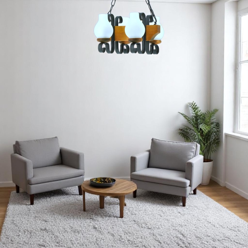 Lámpara colgante con cadena VELA 4xE14/40W/230V haya