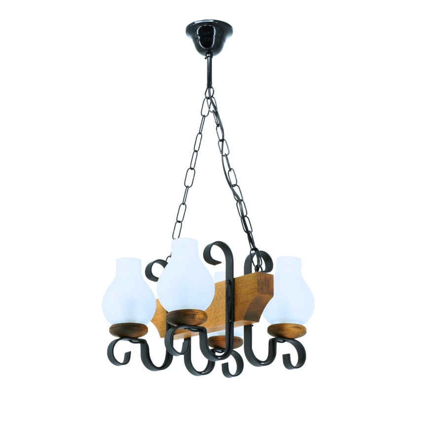 Lámpara colgante con cadena VELA 4xE14/40W/230V haya
