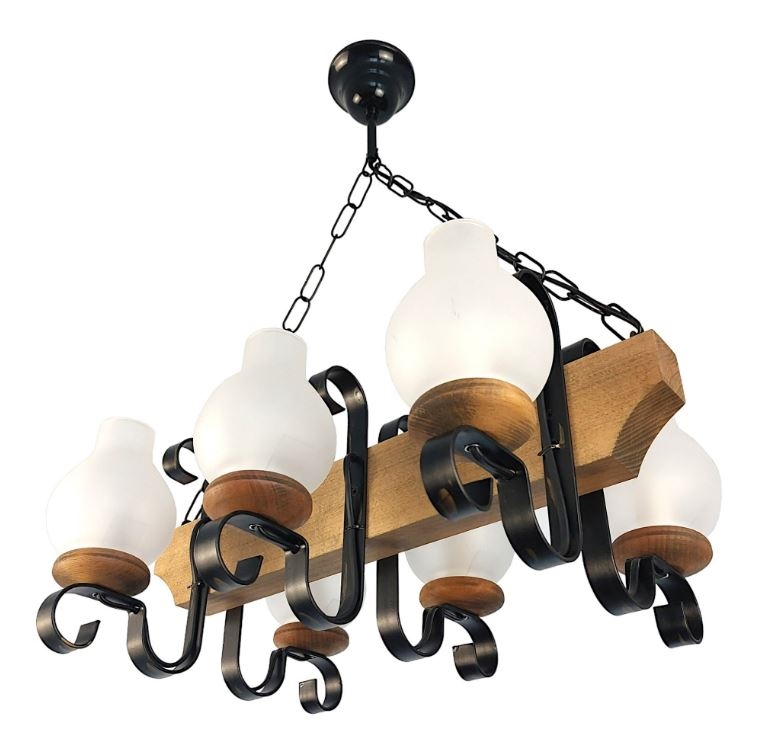 Lámpara colgante con cadena VELA 6xE14/40W/230V haya