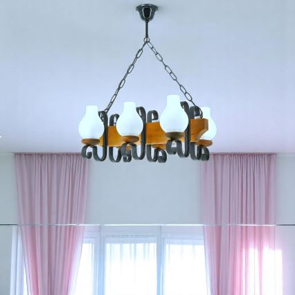Lámpara colgante con cadena VELA 6xE14/40W/230V haya